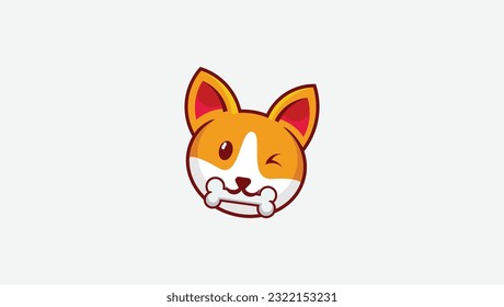 dog with bone in mouth logo vector design template