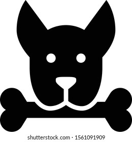 Dog With Bone In Mouth Vector Icon