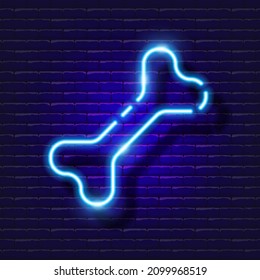 Dog bone neon icon. Vector illustration for design, website, pet shop, veterinary clinic. Veterinary medicine concept.