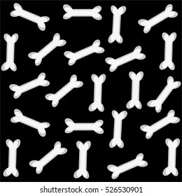 Dog bone on black background. Vector illustration.