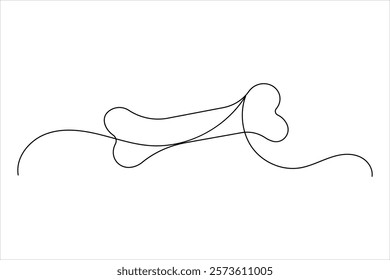 Dog bone one line drawing art of isolated continuous outline vector icon