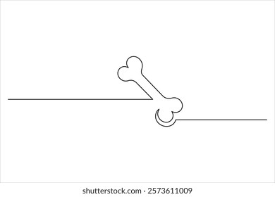 Dog bone one line drawing art of isolated continuous outline vector icon