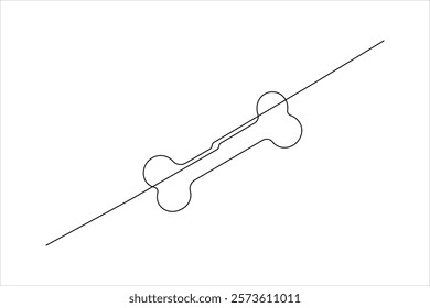 Dog bone one line drawing art of isolated continuous outline vector icon