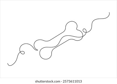 Dog bone one line drawing art of isolated continuous outline vector icon