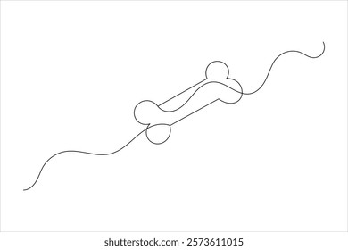 Dog bone one line drawing art of isolated continuous outline vector icon