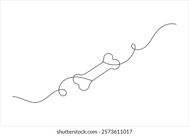 Dog bone one line drawing art of isolated continuous outline vector icon