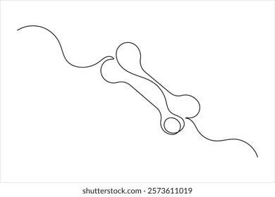 Dog bone one line drawing art of isolated continuous outline vector icon