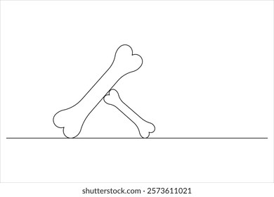 Dog bone one line drawing art of isolated continuous outline vector icon