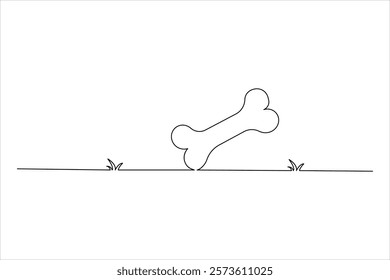 Dog bone one line drawing art of isolated continuous outline vector icon