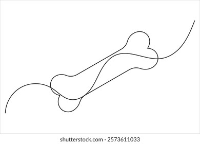 Dog bone one line drawing art of isolated continuous outline vector icon