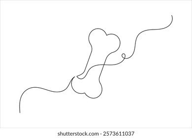 Dog bone one line drawing art of isolated continuous outline vector icon