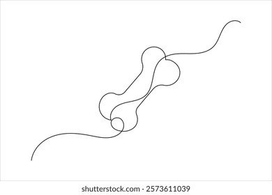 Dog bone one line drawing art of isolated continuous outline vector icon