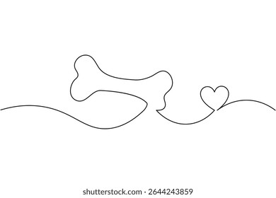 Dog bone one line drawing minimalist vector illustration