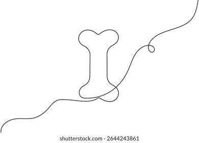 Hundeknochen eine Linie Zeichnung minimalistische Vektorgrafik