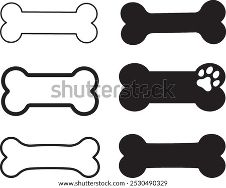 Dog Bone outline icon, Dog Bone icon set silhouette, Dog icon set vector illustration