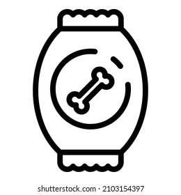 Dog bone package icon. Outline dog bone package vector icon for web design isolated on white background