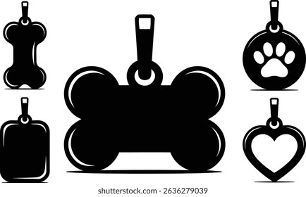Dog Bone Pet ID Tag Design  Cute Vector Icon
