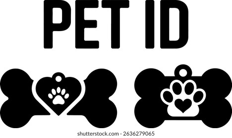 Dog Bone Pet ID Tag Design  Cute Vector Icon