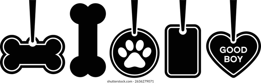 Dog Bone Pet ID Tag Design  Cute Vector Icon