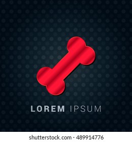 Dog Bone Red chromium precious metallic 3D Icon / Logo Design