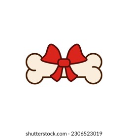 A dog bone with a ribbon bow. Gift bone. 