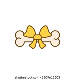 A dog bone with a ribbon bow. Gift bone. 