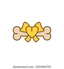 A dog bone with a ribbon bow. Gift bone. 