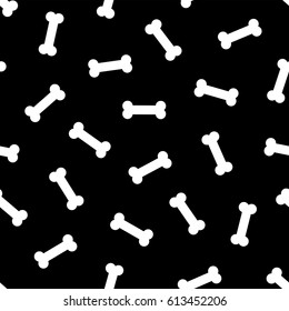 Dog Bone Seamless Pattern Black