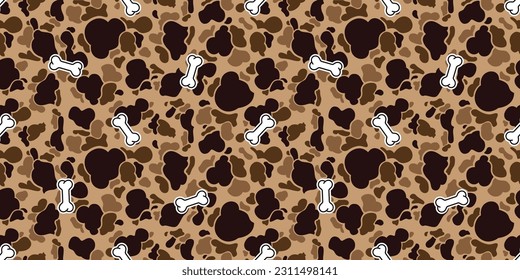 dog bone seamless pattern camouflage texture pet paw cat french bulldog vector cartoon doodle gift wrapping paper tile background repeat wallpaper scarf isolated illustration design