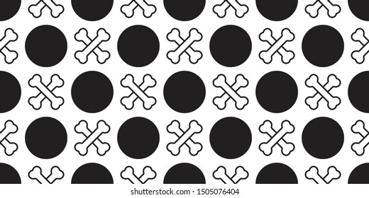 Dog bone seamless pattern crossbones vector french bulldog pet food halloween polka dot cartoon repeat wallpaper scarf isolated tile background illustration doodle design