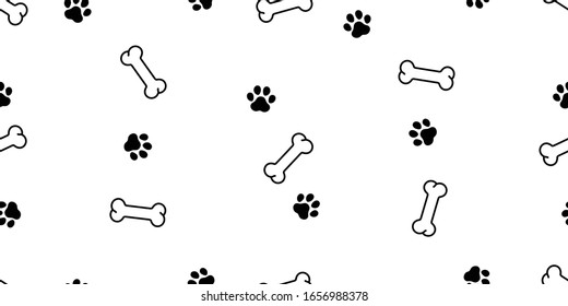 Dog Bone Seamless Pattern French Bulldog Paw Footprint Vector Puppy Pet Scarf Isolated Repeat Wallpaper Tile Background Cartoon Doodle Illustration Design