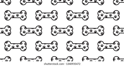 Dog bone seamless pattern paw vector footprint pet Halloween scarf isolated french bulldog cartoon repeat wallpaper illustration tile background