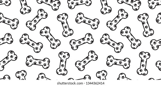 Dog bone seamless pattern paw vector footprint pet Halloween french bulldog scarf isolated cartoon repeat wallpaper illustration tile background