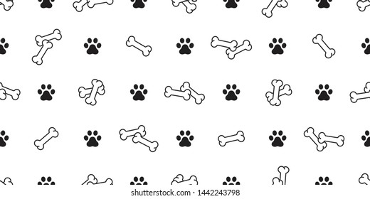 Dog bone seamless pattern paw vector footprint pet cat scarf isolated cartoon repeat wallpaper tile background design