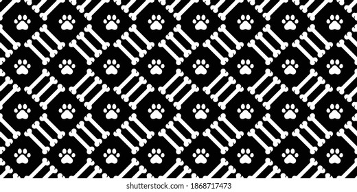 dog bone seamless pattern paw footprint checked french bulldog puppy vector pet cartoon repeat wallpaper tile background scarf isolated doodle illustration design