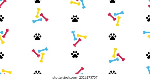 dog bone seamless pattern puppy paw footprint rgb cmyk pet cat french bulldog vector cartoon doodle gift wrapping paper tile background repeat wallpaper scarf isolated illustration design