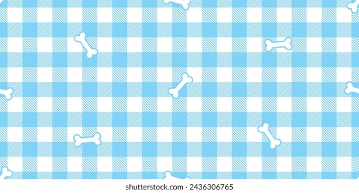 Hundeknochen Französisch Bulldog nahtloses Muster Tartan Plaid Cartoon Haustier Illustration Doodle