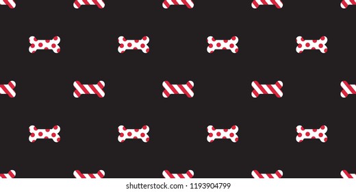 Dog Bone Seamless Pattern Vector Christmas Santa Claus Xmas Candy Cane Dog Paw French Bulldog Scarf Isolated Repeat Wallpaper Illustration Cartoon Tile Background Black