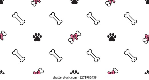 dog bone seamless pattern vector paw footprint bow tie valentine french bulldog scarf isolated tile background wallpaper repeat