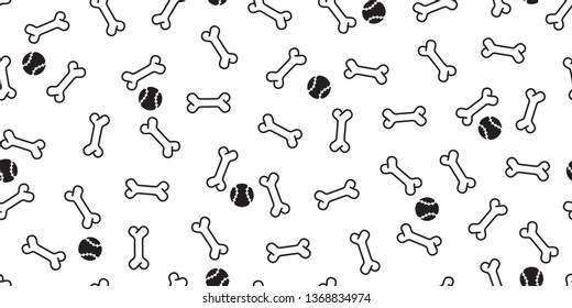 Dog bone seamless pattern vector paw footprint french bulldog pet toy tennis baseball cartoon scarf isolated repeat wallpaper tile background illustration