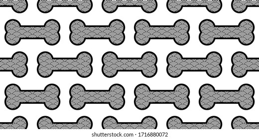 Dog bone seamless pattern vector japan wave french bulldog pet food halloween cartoon scarf isolated repeat wallpaper tile background illustration doodle textile design