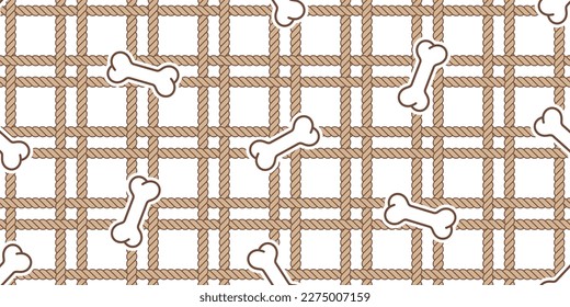 dog bone seamless rope pattern pet paw cat french bulldog footprint vector cartoon scarf isolated repeat wallpaper tile background doodle illustration design