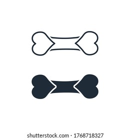  Dog Bone. Set, vector linear icon isolated on white background.