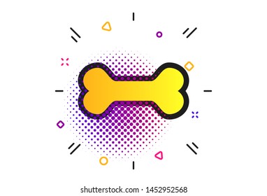 Dog bone sign icon. Halftone dots pattern. Pets food symbol. Classic flat bone icon. Vector