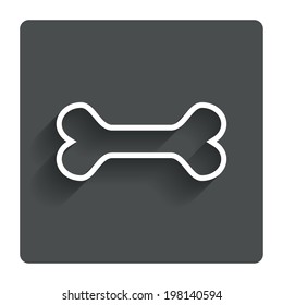 Dog bone sign icon. Pets food symbol. Gray flat button with shadow. Modern UI website navigation. Vector