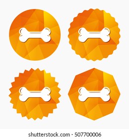 Dog bone sign icon. Pets food symbol.