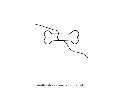 Dog bone single line art simple human line art vector design black and white 