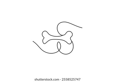 Dog bone single line art simple human line art vector design black and white 