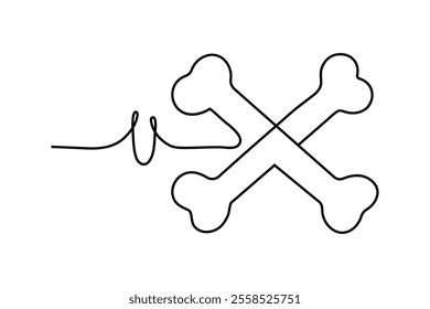 Dog bone single line art simple human line art vector design black and white 