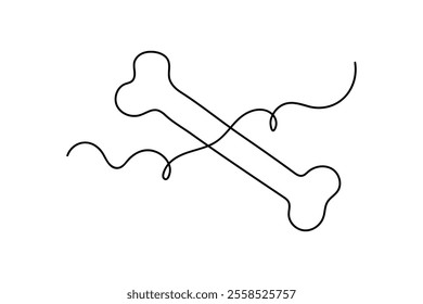 Dog bone single line art simple human line art vector design black and white 